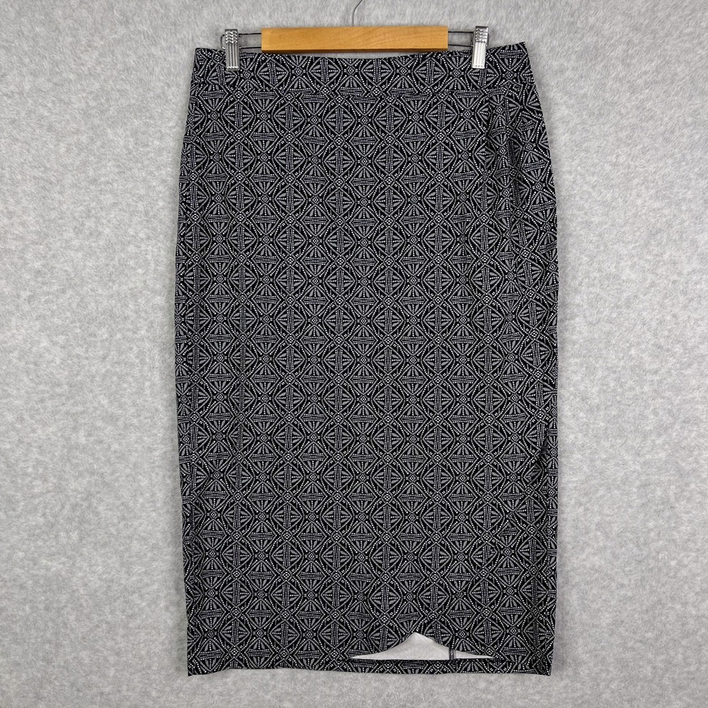 RipSkirt Hawaii Black White Geometric Wrap Midi Skirt Size Medium
